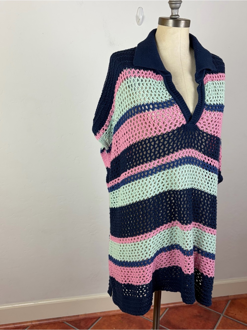 Free People Bayside Stripe Crochet Poncho - Picture 3 of 7